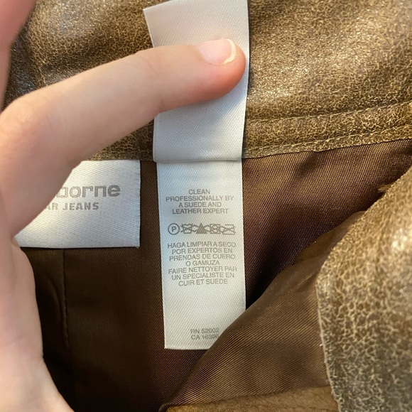 VTG 90s LIZ CLAIRBORNE CAMEL SUEDE LEATHER PANTS - Picture 3 of 9